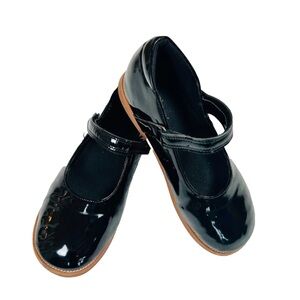 Girls Black Patent Mary Jane Dress Shoes Glossy Strap Ballet Flats Party Size 4M